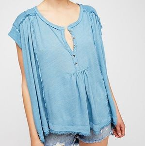 Free People Seafoam Blue Aster Henley Top